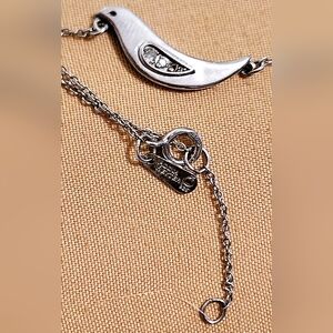 Adina Reyter Sterling Silver Pave 3 Diamond Dove Pendant Necklace 17" Bird Love